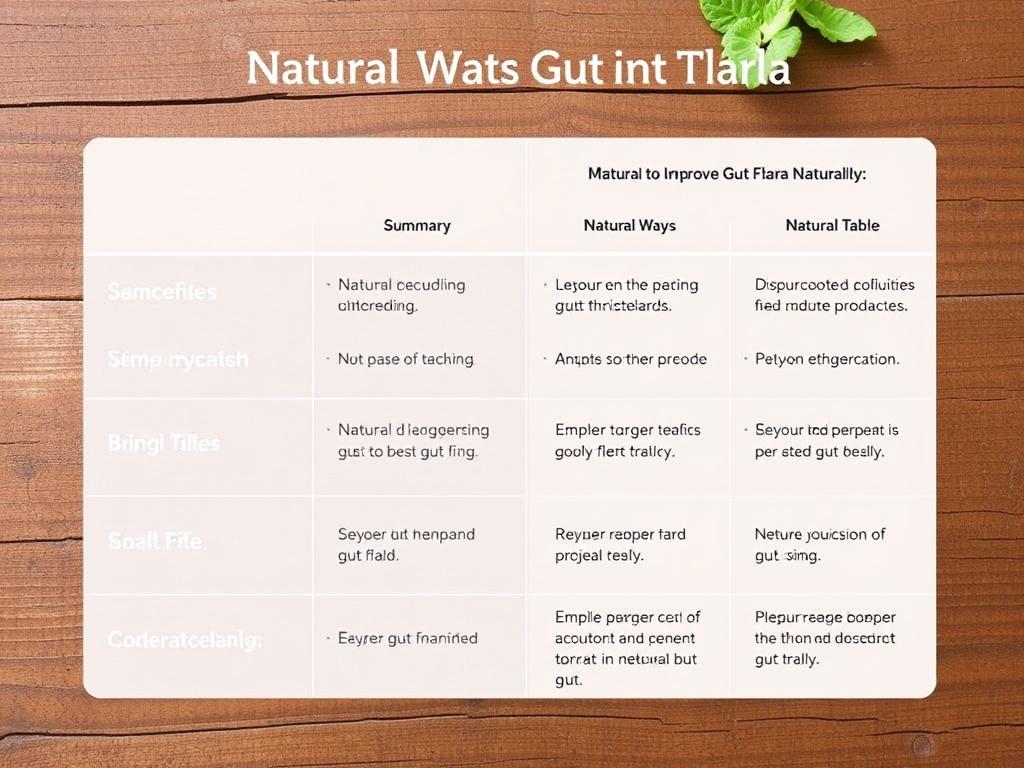     How to Improve Gut Flora Naturally. Summary Table: Natural Ways to Improve Gut Flora