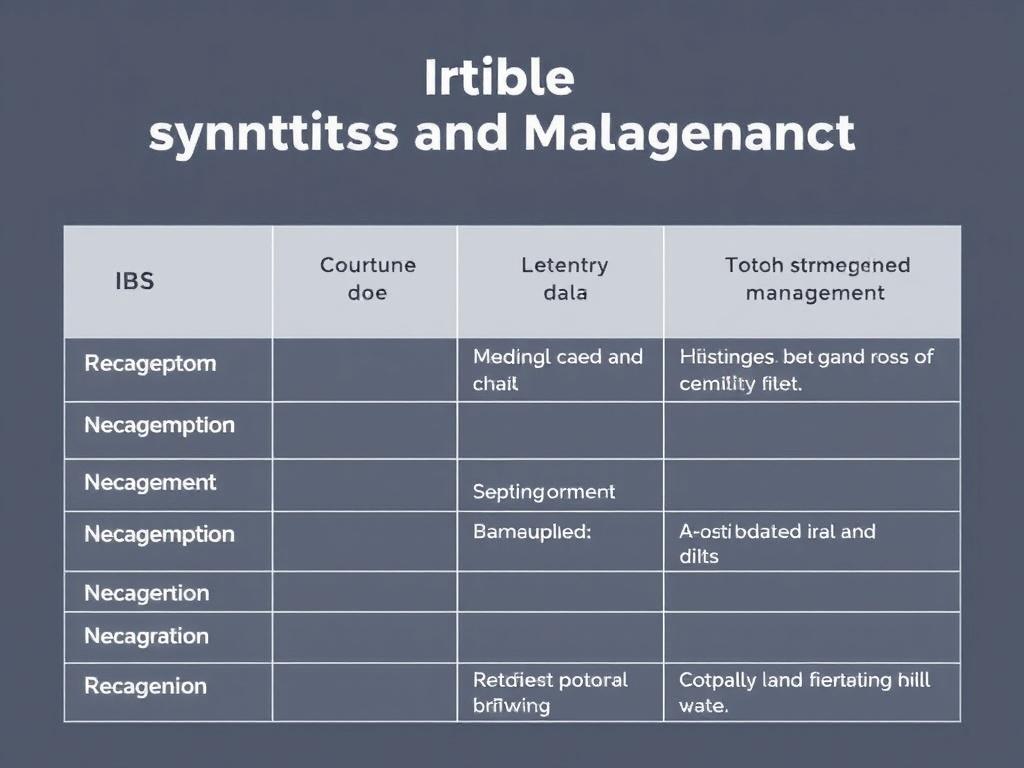    IBS (Irritable Bowel Syndrome) Symptoms and Management. Summary Table: IBS Symptoms and Corresponding Management