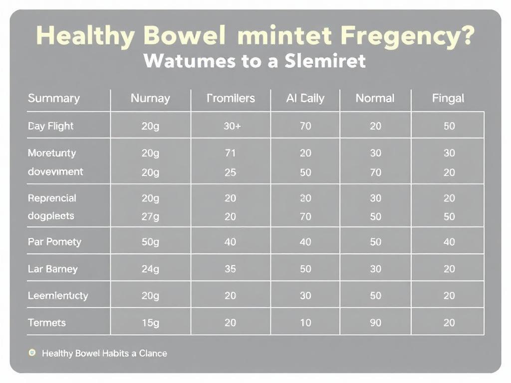     Healthy Bowel Movement Frequency: What’s Normal?. Summary Table: Healthy Bowel Habits at a Glance