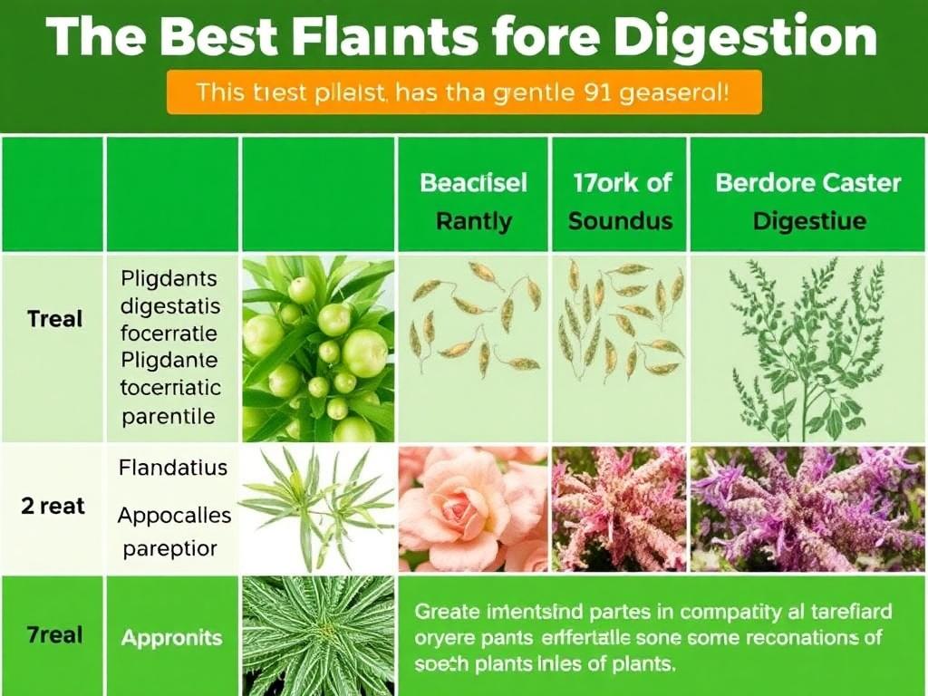     Les meilleures plantes pour une digestion sereine.. Tabla comparativa rápida de las plantas
