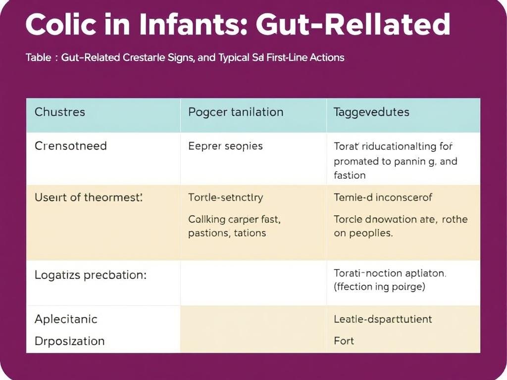     Colic in Infants: Gut-Related Causes. Table: Common Gut-Related Causes, Signs, and Typical First-Line Actions